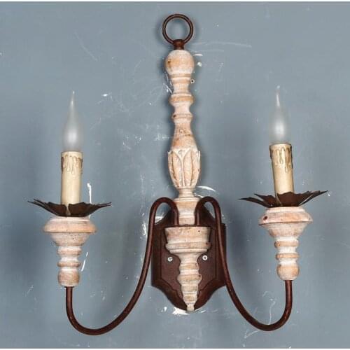 Rustic Wooden wall lamp classic French country wall candle sconce retro wall lamps bedroom bedside farmhouse retro wall light