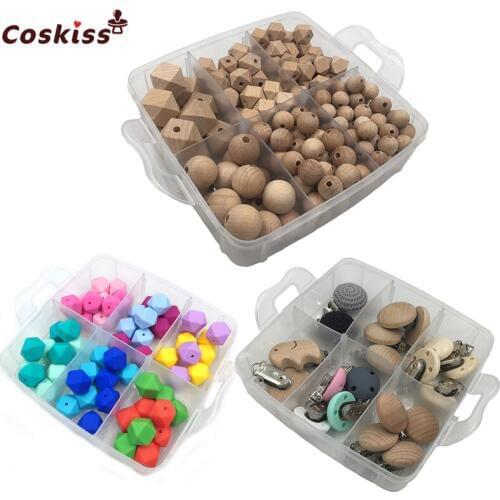 Newest Wooden beads Teether 17mm silicone Hexagon Bead Teething in baby teethers necklace DIY Baby Teether Pacifier Clips