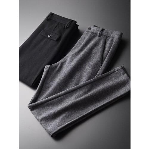 New Wool Men Pants Luxury Woolen Slim Fit Business Leisure Pants Man Plus Size 3XL 4XL Fashion Thicken Skinny Pants Men