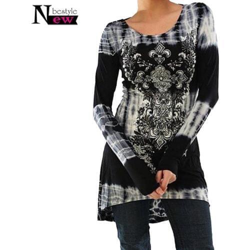 New Women Cotton Long-sleeve Floral Printed Long T-Shirts Flowers T Shirt Women Casual Slim Fit Plus Size Tops Tee Poleras Mujer