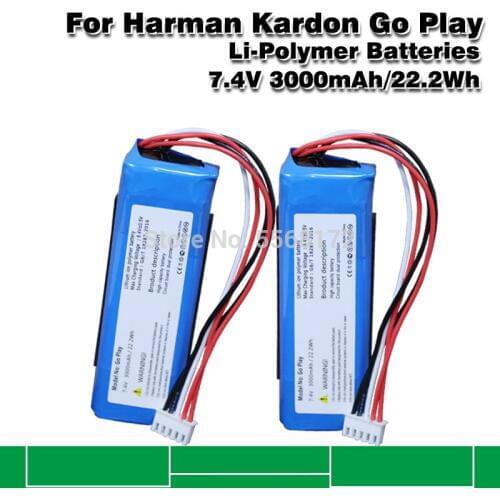 New 7.4V 3000mAh Battery for Harman Kardon Go Play Speaker Li-Polymer Lithium Polymer Rechargeable Accumulator Replacement