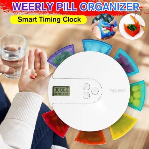 Portable Mini Pill Case Smart Timing Reminder Medicine Boxes 7 Grids Travel Home Medical Drugs Tablet Container Weekly Pill Box