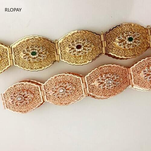 RLOPYA New Wedding Dress Belt with Rhinestone Morocco Designer Bridal Jewelry Belt Long Chain Sparkle Belt for Caftan Dress