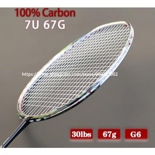 67G Ultralight Carbon Badminton Racket 7U Offesive Type Professional Racquet Ultra Light Rackets Strings Bags Speed Sports Gym
