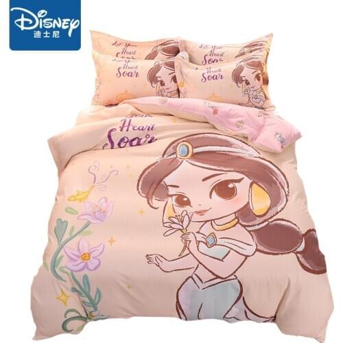 Pink Princess Jasmine bedding set twin size bedroom duvet cover set for boys home decor cotton kid bedspreads full queen size