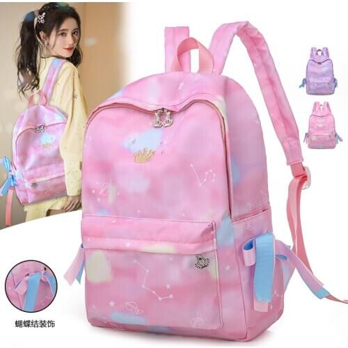 Cut Cartoon Embroidery Backpack Preppy Style Ribbons Bow Shoulder Bag Student Printing School Bags Book Bag Bolsas Mochilas