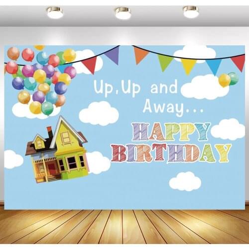 Family House Kids Birthday Event Party Photo Background Blue Sky Clouds Baby Shower Photography Backdrops Table Decor