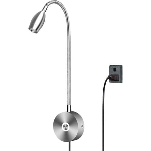 New Dimmable Reading Lamp, Bed Lights with Plug Wired for Bedroom Bedside, Flexible Gooseneck Book Light, Wall Mounted Read Ligh