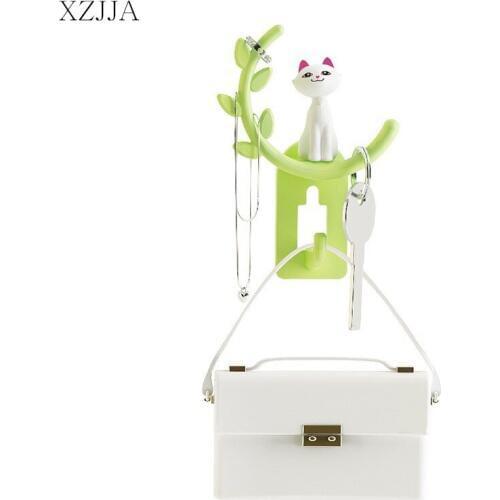 XZJJA Cute Cat Tree Modelling Creative Hooks Kitchen Wall Door Hanger Sundries Organizer Cute Hooks Clothes Hangers Rails Holder