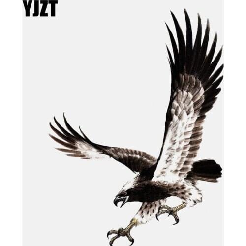 YJZT 10CM*13.5CM Funny Ink Painting Eagle Decal PVC Car Sticker 11-01211
