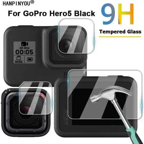 1 Set For GoPro Hero 5 Hero5 Black / Session Clear Ultra Slim Camera Lens + LCD Screen 2.5D Tempered Glass Protector Film