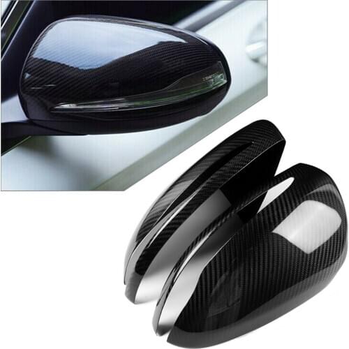 1 Pair Car Rearview Mirror Cap Cover Real Carbon Fiber For Mercedes Benz W205 W222 S-Class 2015 2016 2017 2018 2019 Right Drive