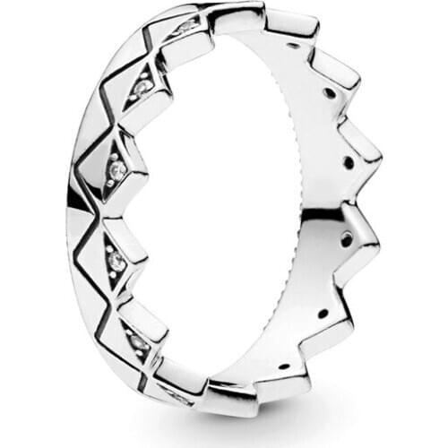 100% 925 Sterling Silver Rings for WomenExotic Crown Ring Stackable Silver Jewelry Wedding Engagement Party Gift bague femme