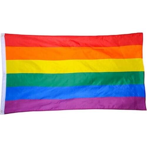 100PCS Rainbow Flags Lesbian Gay Parade Banners LGBT Pride Flag Polyester Colorful Rainbow Flag for Decoration 90x150cm