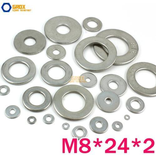25 Pieces M8*24*2mm 316 Stainless Steel Flat Washer Marine Grade