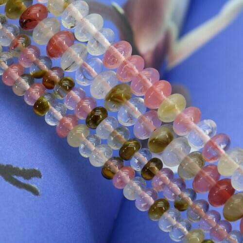 4x6mm 5x8mm Pink multicolor watermelon tourmaline abacus shaped loose beads 15inches Size optional women jewelry