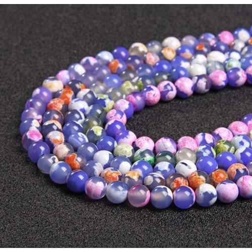 6 8 10mm Natural Stone Green Blue Fire Dragon Veins Agates Beads Round Loose Beads For Jewelry Making DIY Charms Bracelet 15