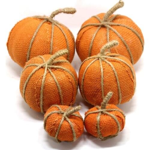 6 pcs Thanksgiving Halloween Pumpkin Ornament Decorative Rope Strapped Foam Pumpkin Ball Harvest Thanksgiving Dining Table Decor