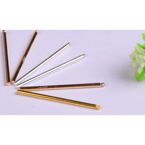 40*2*1.2mm Copper Material gold color Small sticks pin charms Simple Bar charm for necklaces Long Strip Pendant for DIY