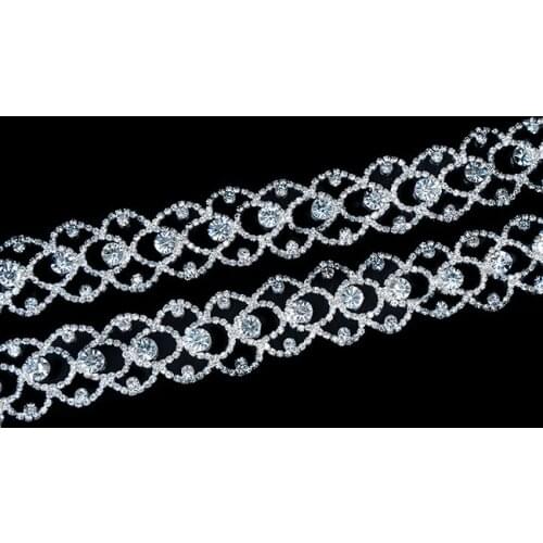 10Yards Clear Crystal Rhinestone Costume Chain Gold Tone Applique Trims Silver Golden