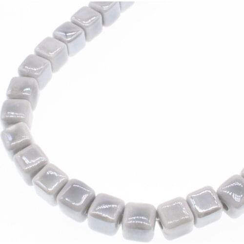 CHONGAI Light gray Ceramic Square Beads For DIY Bracelet Necklace Accessories 8mm