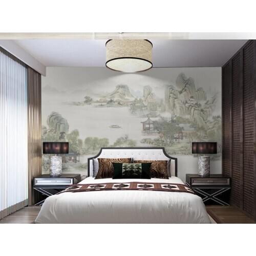 Ancient Pavilion Fulu Golden Bridge Landscape Wallpaper 3D photo Bedroom Wallpaper Mural For walls TV sofa backdrop Decor