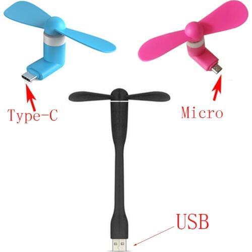 Type-c / Micro / USB Flexible Mini Cool hand Fans For PC Tablets Android Smartphones