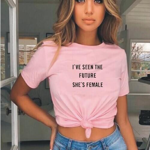 Cotton WomenT Shirts Casual Short Sleeve Round Neck Letters Hipster Tees Tops Harajuku Funny White T-shirt Women