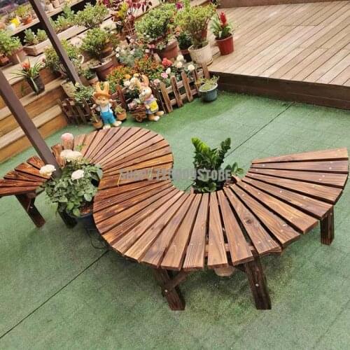 Carbonized anticorrosive wood flower shelf outdoor solid wood floor flower stand outdoor multi-layer balcony living room succule