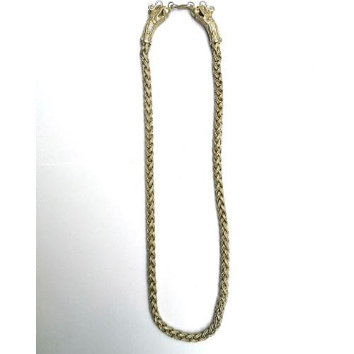 YIZHU CULTUER ART Collection China Handmade Old Tibet Silver Auspicious Dragon Hand Catenary Necklace Decoration