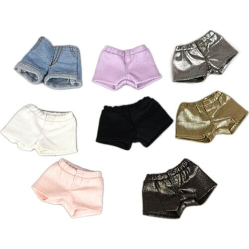 Classic Denim Jeans Leather Shorts For Barbie Doll Clothes Outfits Pants For Blythe 1/6 Dolls Accessories Childrens Toys