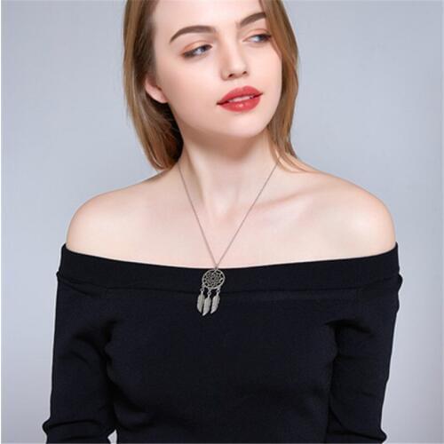 Hot Fashion Bijoux Vintage Retro Hollow Feather Dream Catcher Pendant Maxi Statement Chokers Necklaces For Women Jewelry