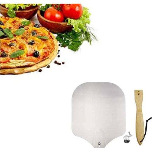 12 Inch Detachable Folding Handle Aluminum Alloy Pizza Shovel Pizza Peel Rubber Wooden Handle Transfer Pizza Shovel Baking Tool