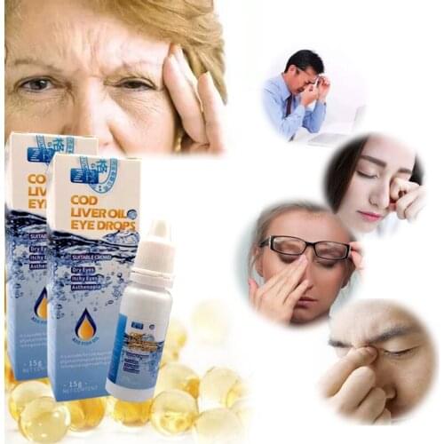 Cod Liver Oil Eye Drops Relieves Dry Red Blood Eyes Anti-Itchy Health Fatigue Eyes Detox Medical Cleanning Care Health