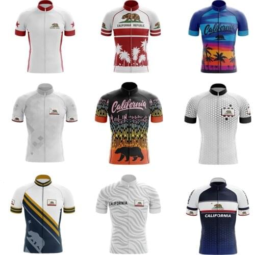 California Cycling Jersey Men Short Sleeved Clothing Shirt Ciclismo Bicycle Basketball Maillot Outdoor CUSTOM MADE