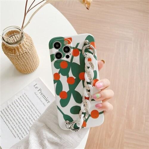 Cartoon Cherry Plant Lens Soft Phone Case for Iphone 11 Pro Max 12 Pro MiNi 7 8 Plus X XS Max XR SE2020 Cute Cover with Bracelet