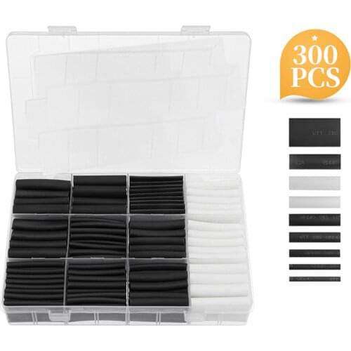 300pcs Assorted Insulated Electrical 3:1 Heat Shrink Tubing Kit Set Lined Heat Tube With different sizes Portable Storage Box