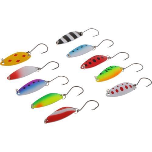 10pcs Fly Fishing Spoon Lure Bait Set for Perch Herring Topwater Fishing