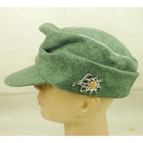 WWII WW2 GERMAN WH OFFICER M43 PANZER WOOL FIELD CAP & EDELWEISS BADGE HAT IN SIZES Reproduction Military Store