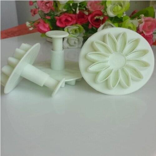 New 3x Sunflower Fondant Cake Decorating Cookies Sugarcraft Plunger Cutter Mold