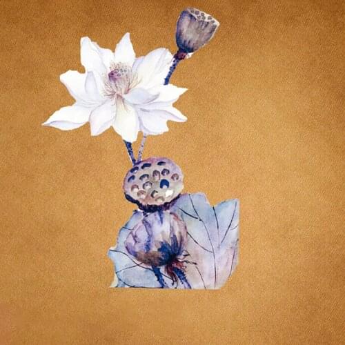 White Lotus Iron On Patches Heat Thermal Transfer Pyrography Iron On Sticker For DIY T-Shirt Clothing Decoration Printing