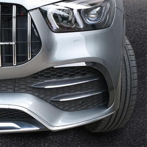 Front / Rear Fog Lights Lamps Eyelid Eyebrow Overlay Strip Cover Trim Accessories For Mercedes-Benz GLE GLS Gle320 450 2020 2021