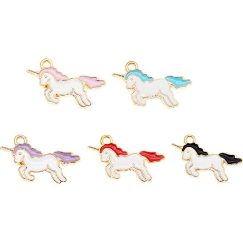 10pcs mix Unicorn Charms Animal hairs jewelry pendant for earrings Drop Oil Alloy Enamel Unicorn Charm Pendant For Bracelet Gift