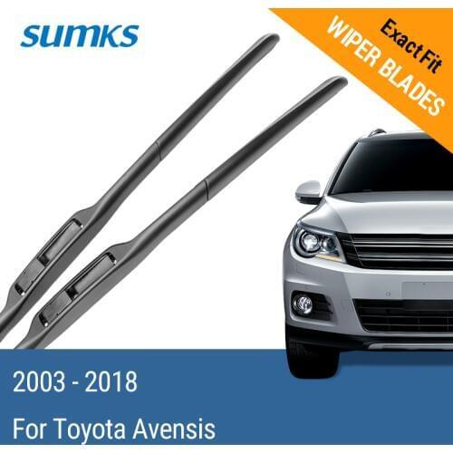 SUMKS Wiper Blades for Toyota Avensis T250 T270 Fit Hook Arms / Push Button Arms 2003 to 2018