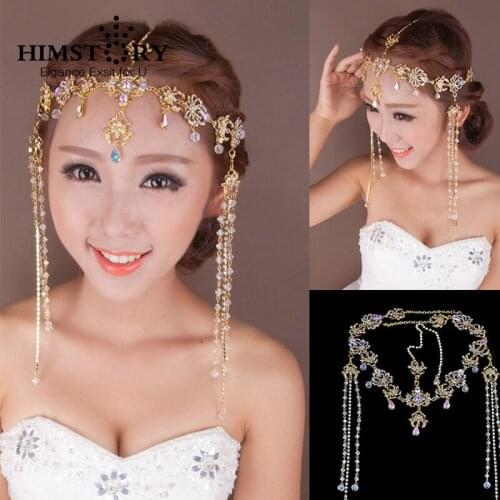 HIMSTORY Handmade AB Color Rhinestone Wedding Tiara Hair Accessories Bridal Headband Colorful Party Prom Women Hairwear