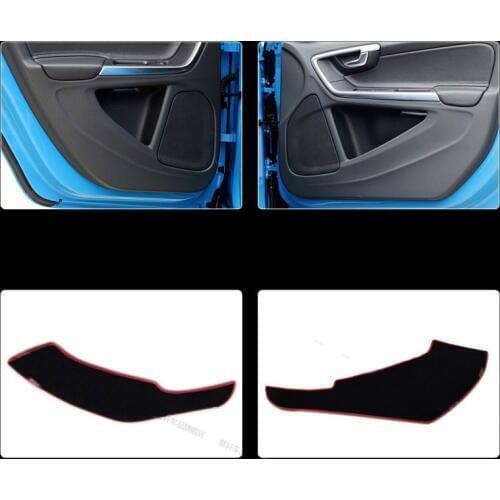 4pcs Fabric Door Protection Mats Anti-kick Decorative Pads For Volvo S60 2009-2015 / V60 2011-2015