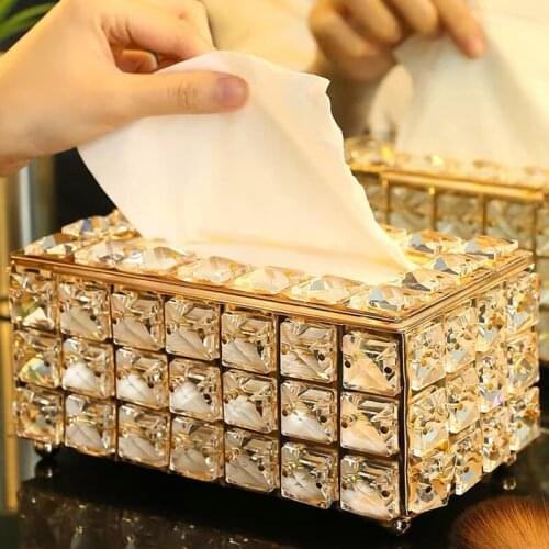 Top Grade Crystal Glass Paper Towel Box Paper Rack Luxury Office Car Hotel Family Life Napkin Rack Table Storage Supplies