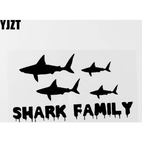 YJZT 18.5CM×10.3CM Shark Family Creative Vinyl Car Window Sticker Decal Black/Silver 8C-0544