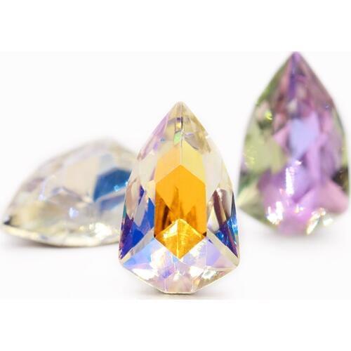 XIAOPU Shield Shape Nail Art Beads Glittery K9 Glass Loose Rhinestones Pointback Strass Crystal Applique Glue on Clothes Craft