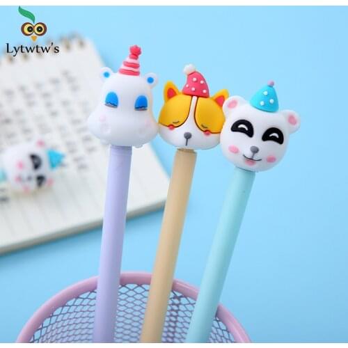 1 Pcs Cute Soft Cute Pet Animal 0.5mm Gel Pen Cartoon Kawaii Stationery Office School Supply Silicone Creative Lovely Funny Pen